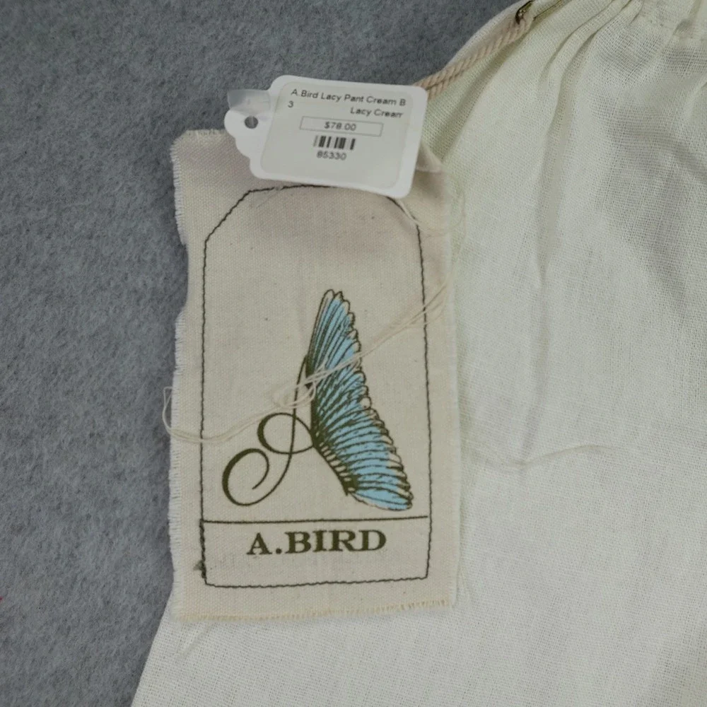 A.Bird Ruffle Outfit Set Girls 2/3 Cream Black Boutique Linen Lacy Pant
